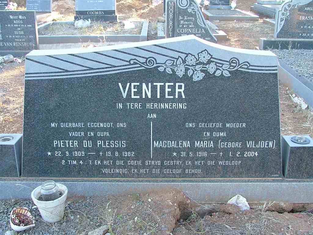 VENTER Pieter du Plessis 1909-1982 &amp; Magdalena Maria VILJOEN 1916-2004