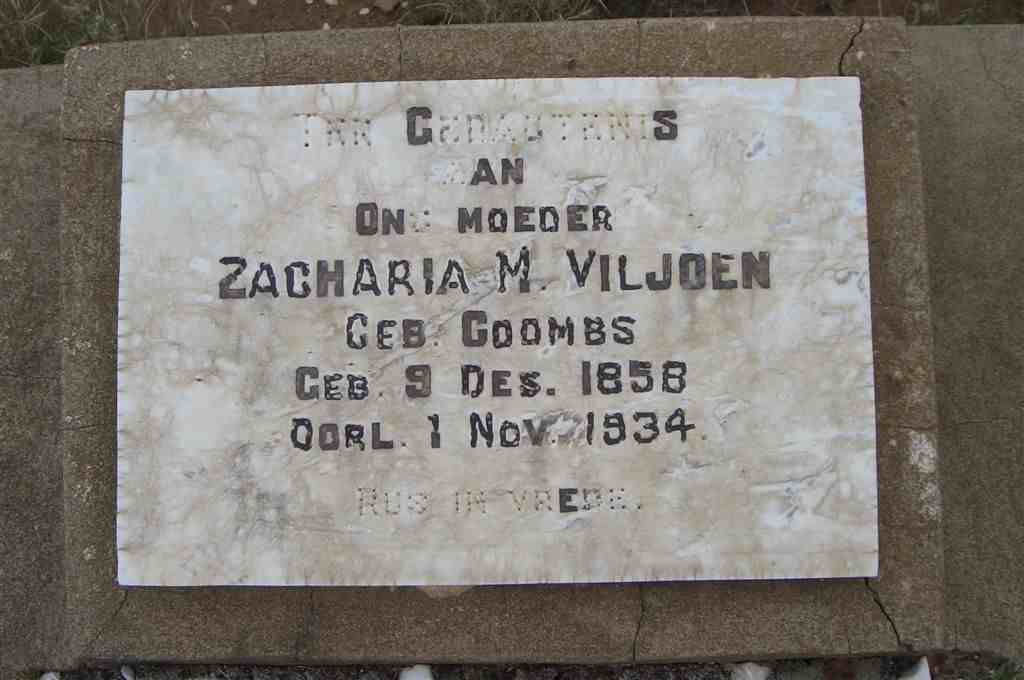 VILJOEN Zacharia M. nee COOMBS 1858-1934