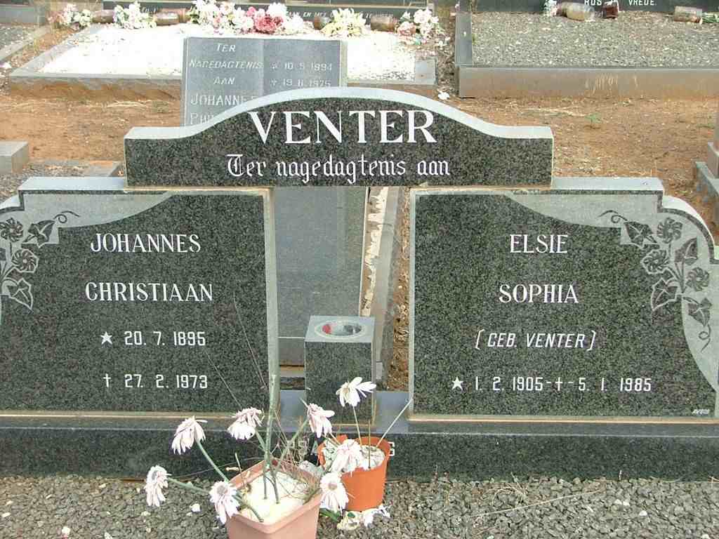 VENTER Johannes Christiaan 1895-1973 &amp; Elsie Sophia VENTER 1905-1985
