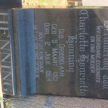 HENNING Charlotte Henriette nee GROBBELAAR 1919-1964
