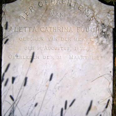 FOUCHE Aletta Cathrina nee VAN DER MERWE 1859-1893
