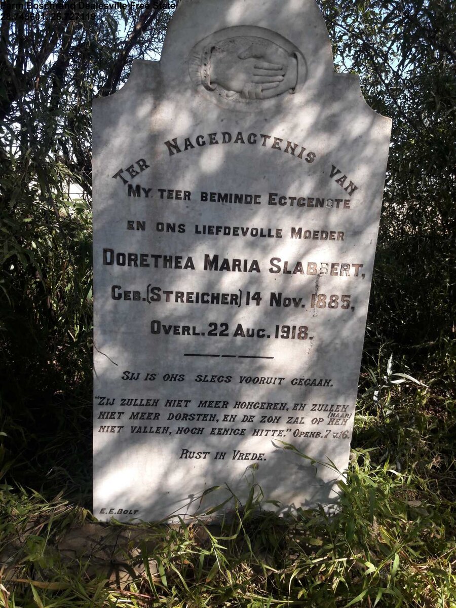 SLABBERT Dorethea Maria nee STREICHER 1885-1918