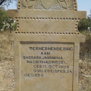 GRIESEL Barbara Jakomina Magritha 1908-1924