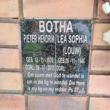BOTHA  Pieter Hendrik 1939-2013 &amp; Lea Sophia LOUW 1946-