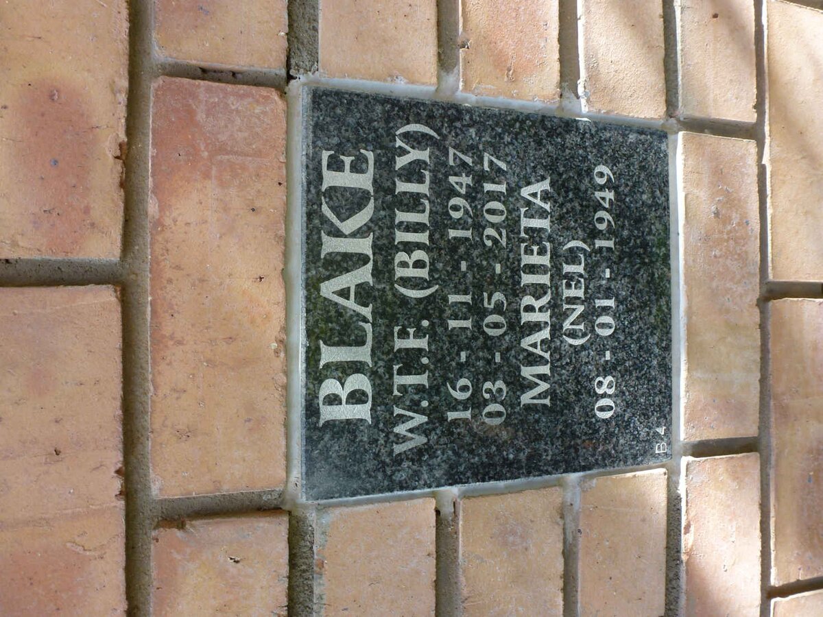 BLAKE W.T.F. 1947-2017 &amp; Marieta NEL 1949-