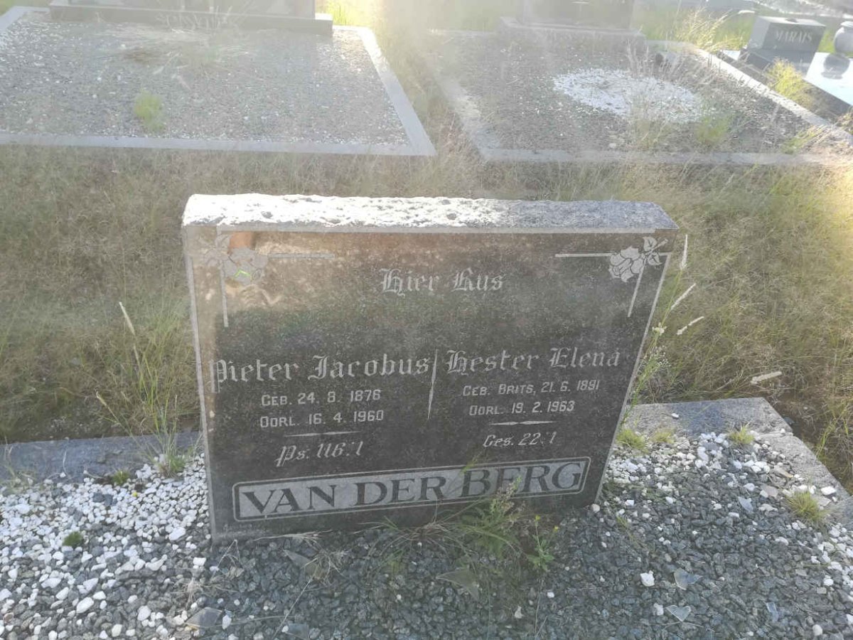 BERG Pieter Jacobus, van der 1876-1960 &amp; Hester Elena BRITS 1891-1963