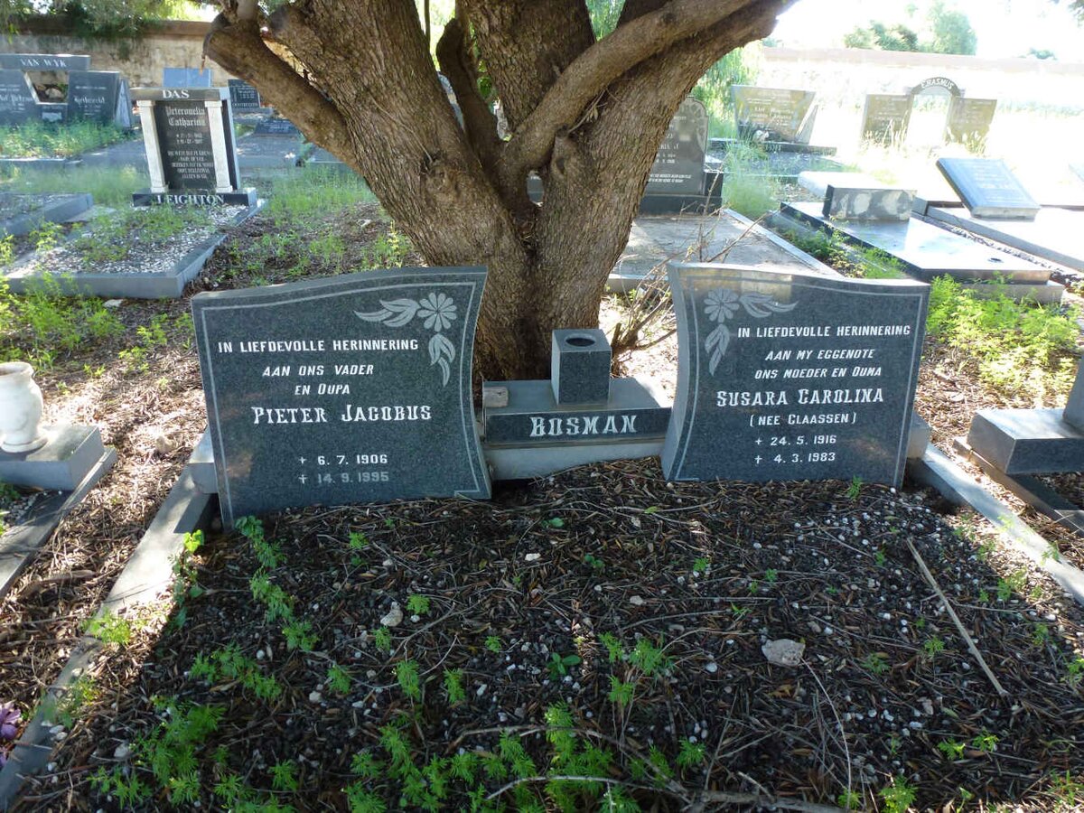 BOSMAN Pieter Jacobus 1906-1995 &amp; Susara Carolina CLAASSEN 1916-1983