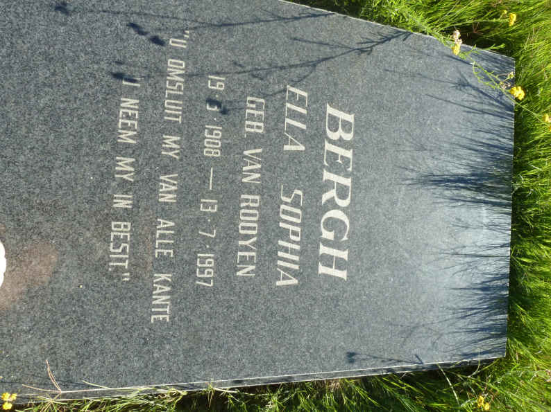 BERGH Ella Sophia nee VAN ROOYEN 1908-1997