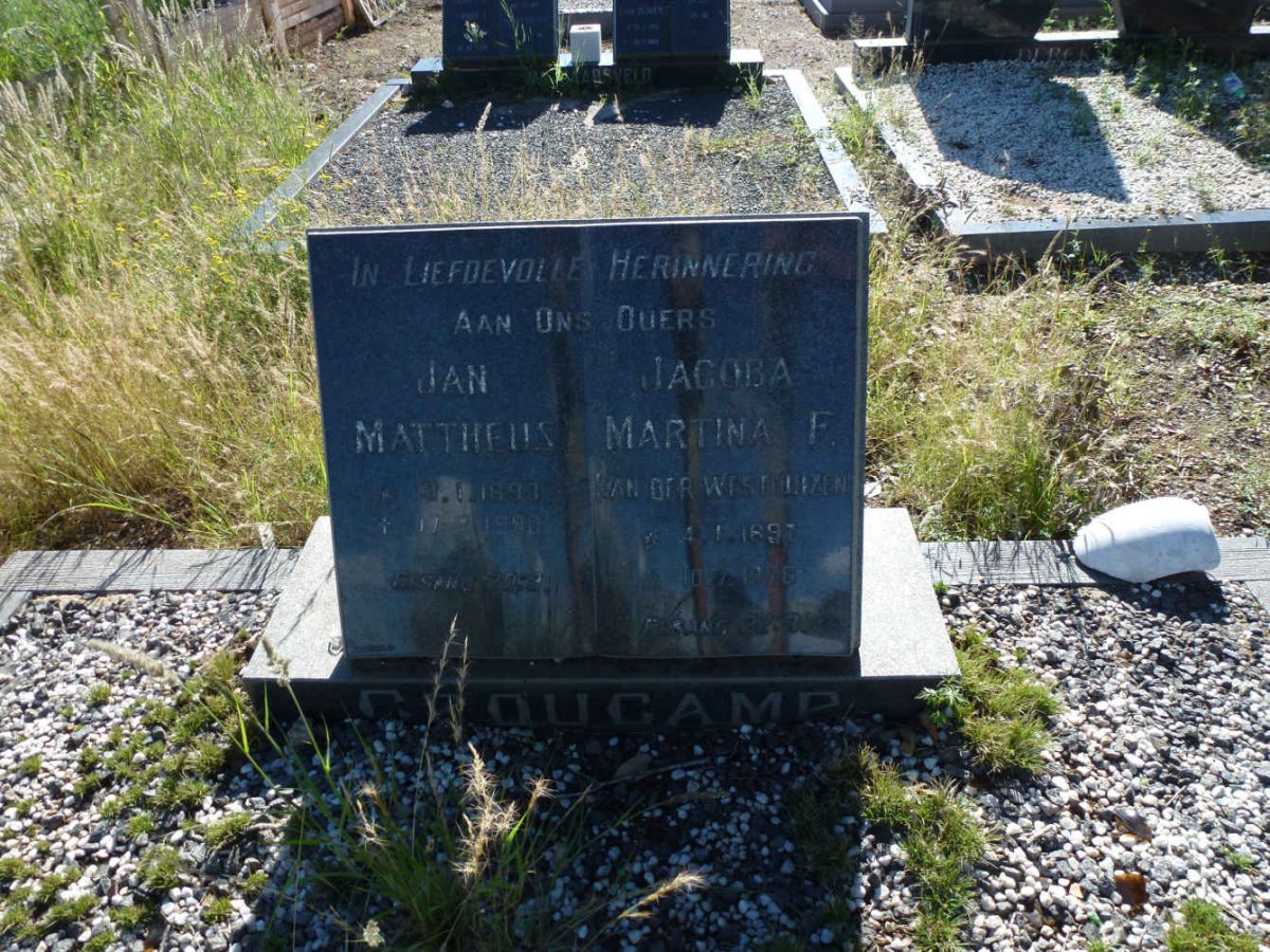 CROUCAMP Jan Mattheus 1893-1990 &amp; Jacoba Martina F. VAN DER WESTHUIZEN 1897-1976