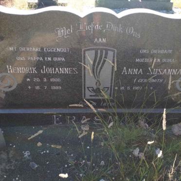 ERASMUS Hendrik Johannes 1908-1989 &amp; Anna Susanna SMITH 1907-