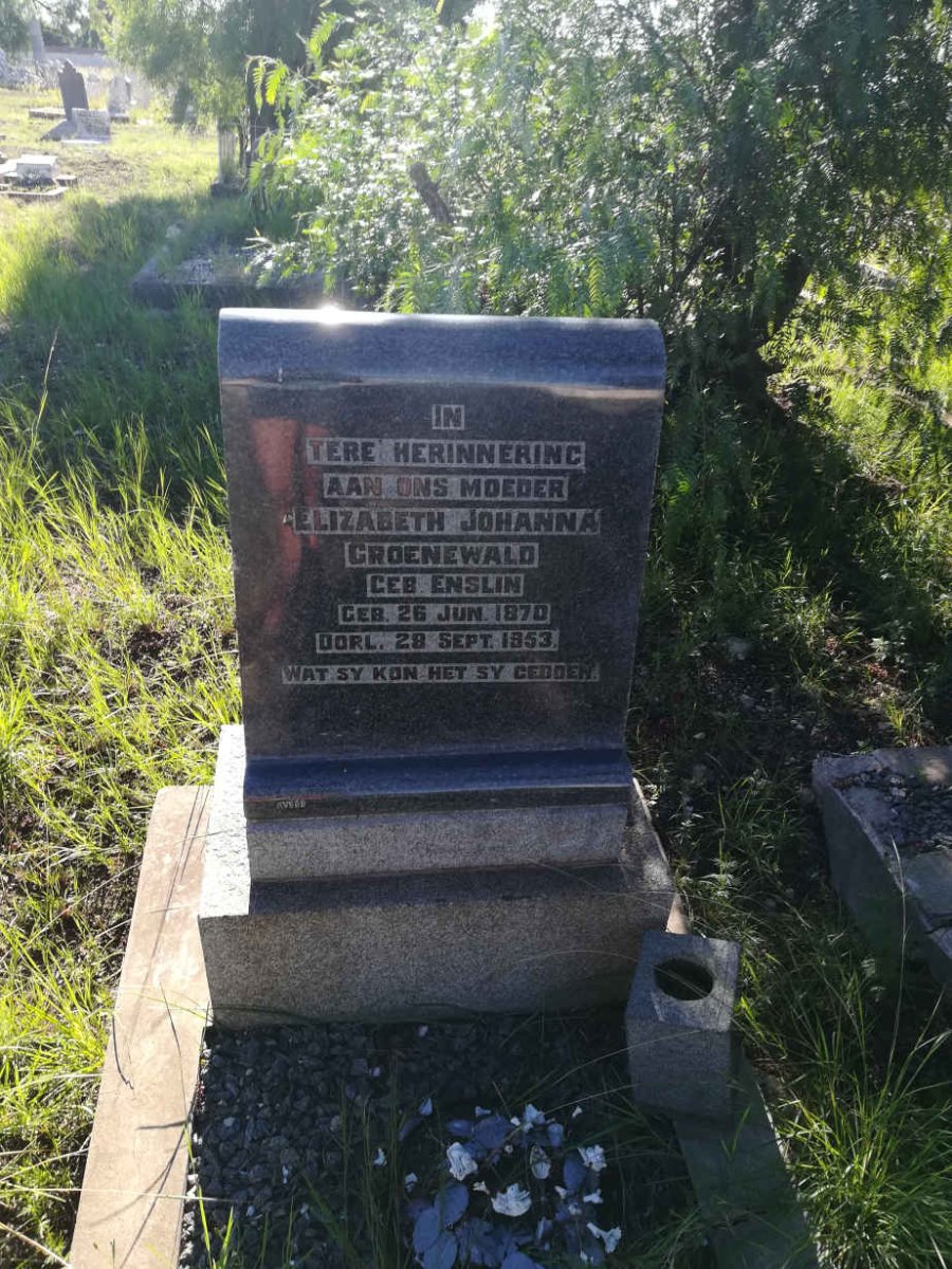 GROENEWALD Elizabeth Johanna nee ENSLIN 1870-1953
