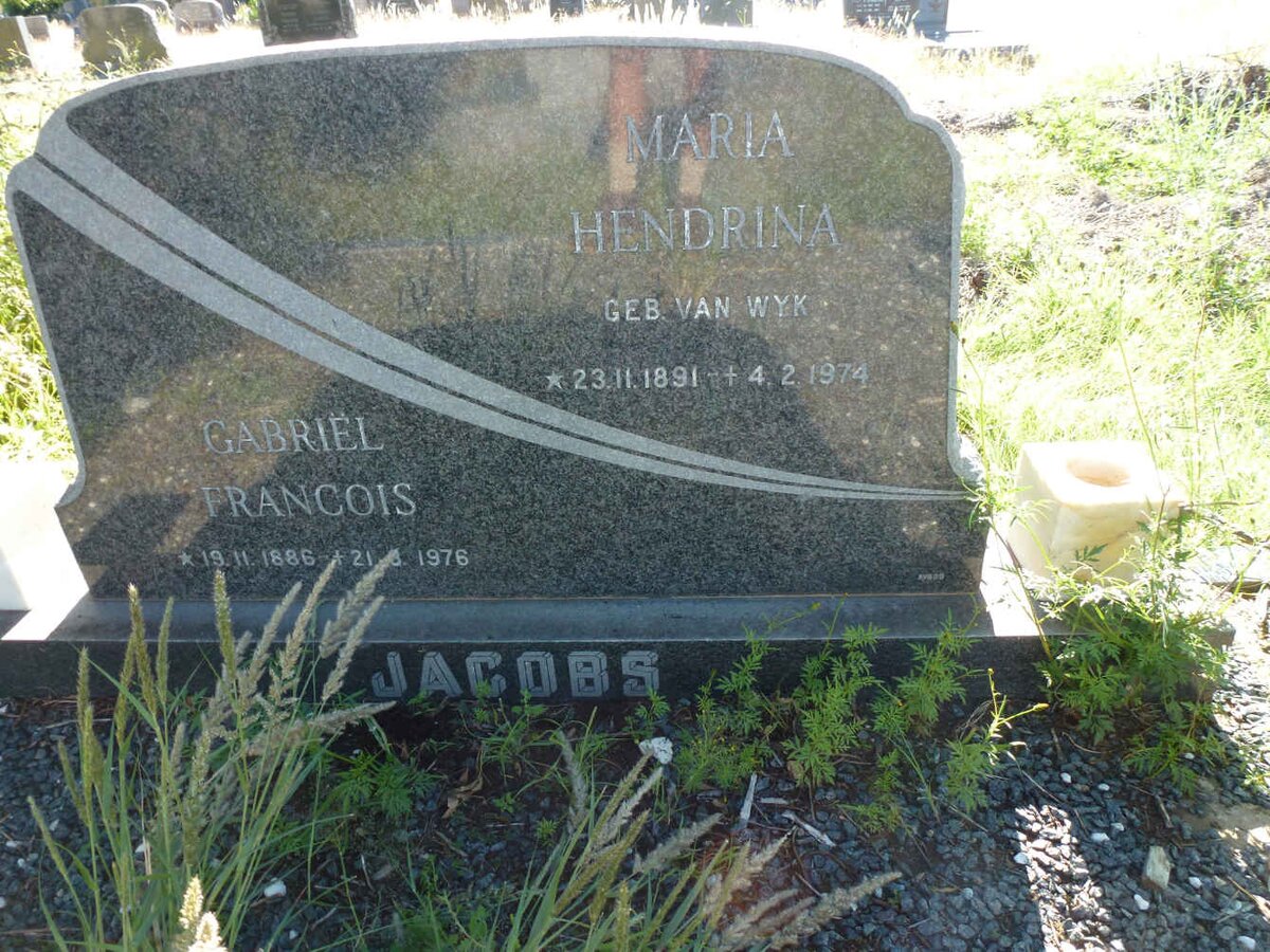 JACOBS Gabriel Francois 1886-1976 &amp; Maria Hendrina VAN WYK 1891-1974