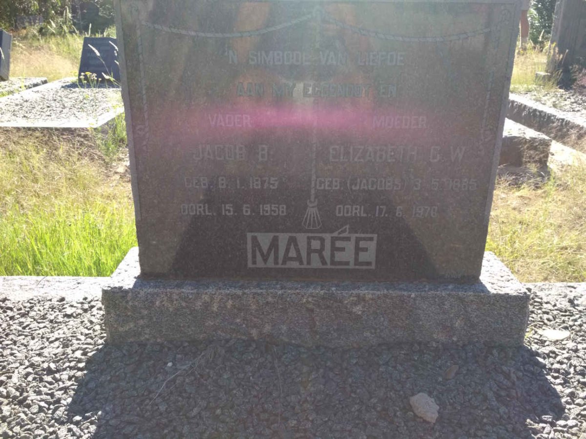 MAREE Jacob B. 1875-1958 &amp; Elizabeth C.W. JACOBS 1885-1970