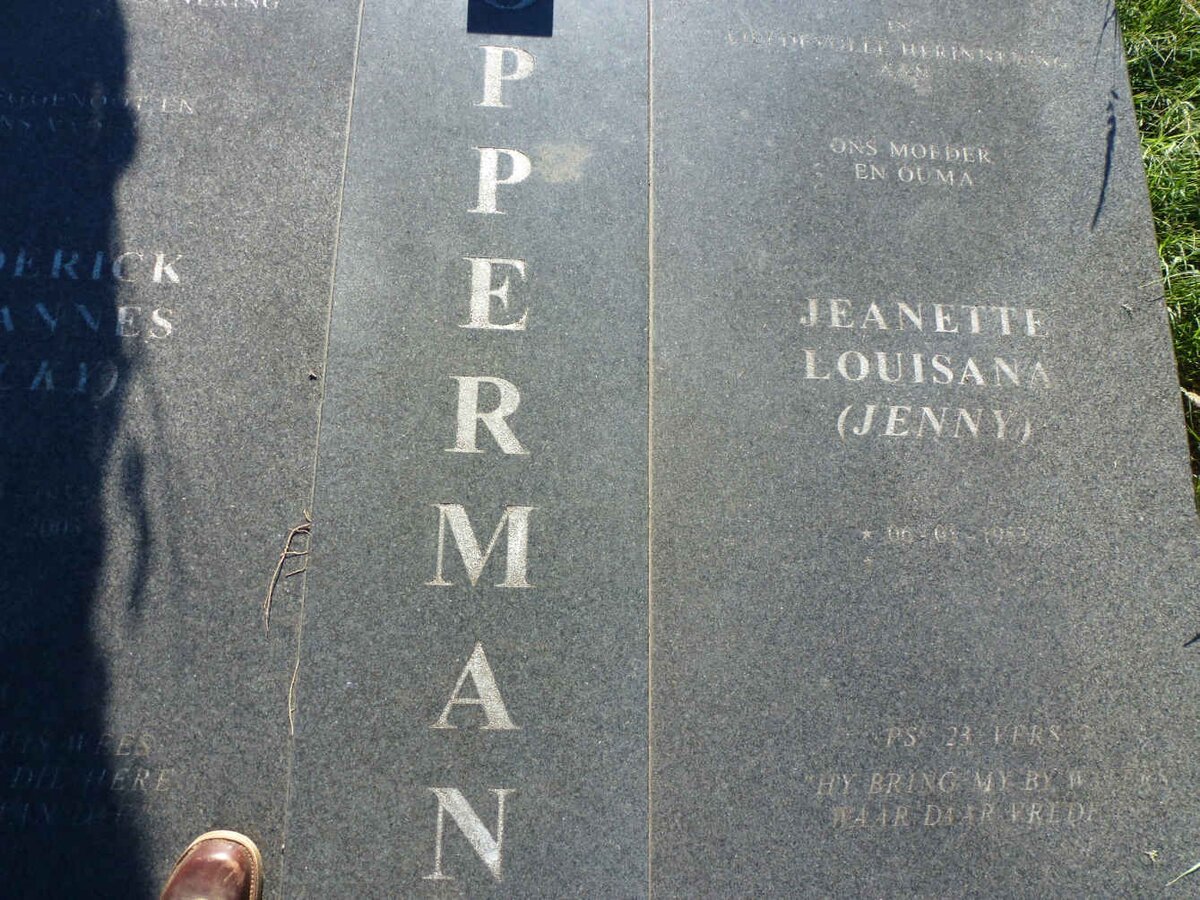 OPPERMAN Diederick Johannes 1952-2003 &amp; Jeanette Louisana 1953-