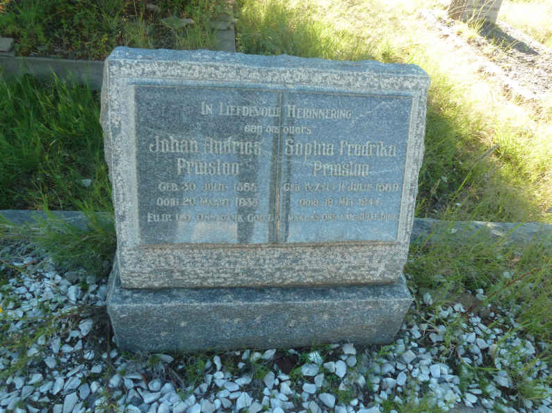 PRINSLOO Johan Andries 1866-1938 &amp; Sophia Fredrika 1870-1944