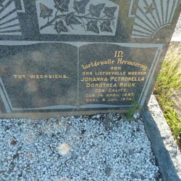 ROUX Johanna Petronella Dorothea nee CALITZ 1887-1974