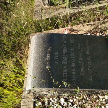 WIESE Christina Barendina nee VAN NIEKERK 1877-1942