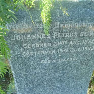 WET Johannes Petrus, de 1874-1923