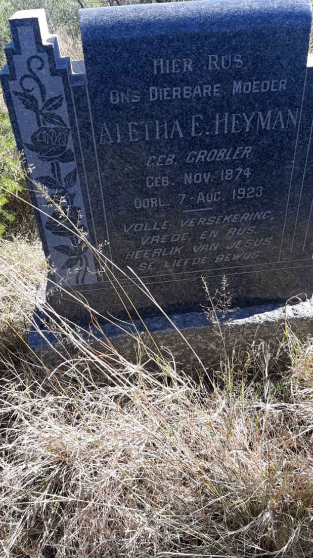 HEYMAN Aletha E. nee GROBLER 1874-1923
