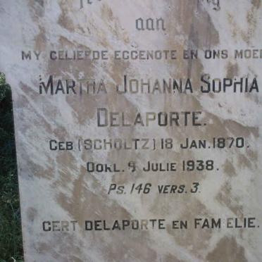 DELAPORTE Martha Johanna Sophia nee SCHOLTZ 1870-1938