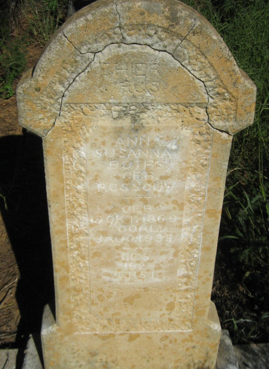 BOTES Anna Susanna nee ROSSOUW 1869 -1933