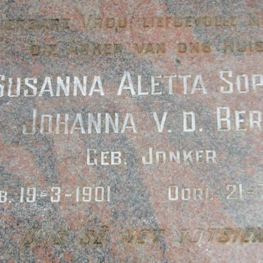BERG Susanna Aletta Sophia Johanna, v.d. nee JONKER 1901-1959