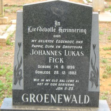 GROENEWALD Johannes Lukas Fick 1896-1982