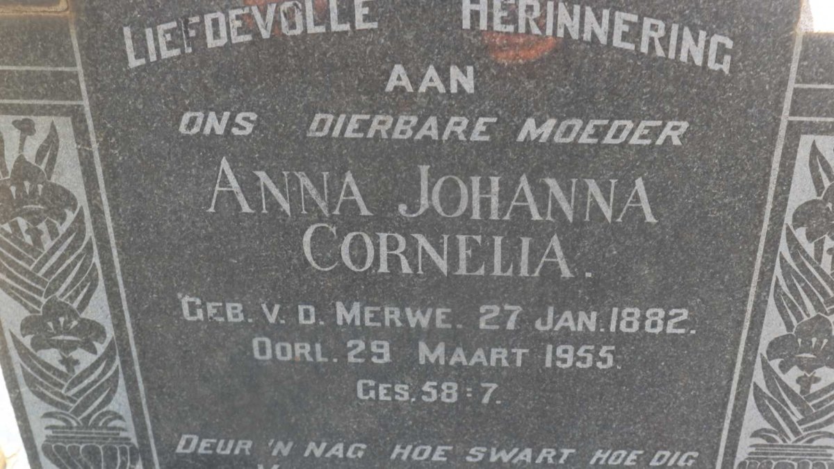 HATTINGH Johannes Michiel 1873-1952 &amp; Anna Johanna Cornelia V.D. MERWE 1882-1955