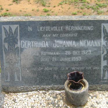 NIEMANN Gertruida Johanna nee ROTHMAN 1923-1953