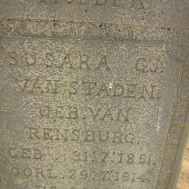 STADEN Susara G.J., van nee VAN RENSBURG 1851-1914