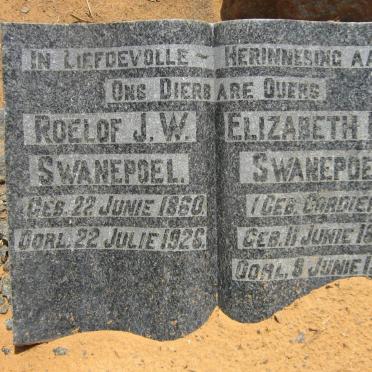 SWANEPOEL Roelof J.W. 1860-1926 en Elizabeth P.S. CORDIER 1886-1952