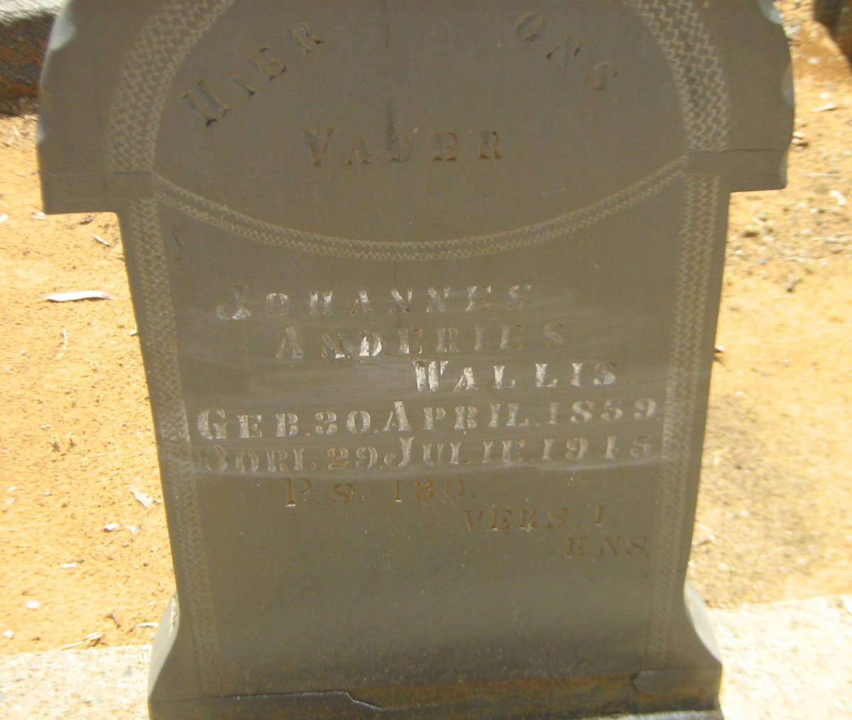 WALLIS Johannes Andries 1859-1945