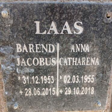 LAAS Barend Jaconus 1953-2015 & Anna Catharena 1955-2018