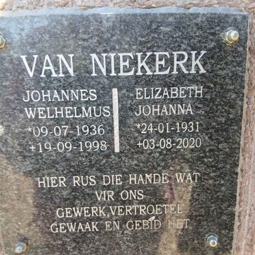 NIEKERK Johannes Welhelmus, van 1936-1998 &  Elizabeth Johanna 1931-2020