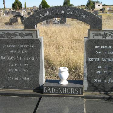 BADENHORST Jacobus Stephanus 1899-1983 &amp; Hester Catharina Maria 1909-1994
