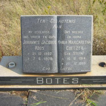 BOTES Johannes Jacobus Roos 1907-1978 &amp; Maria Margaretha Coetzer STEYN 1914-1980