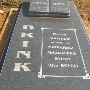 BRINK Pieter Matthias 1927-2006 &amp; Catharina Magdalena Steyn BOTES 1933-2009