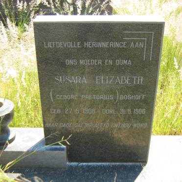 BOSHOFF Susara Elizabeth nee PRETORIUS 1908-1986