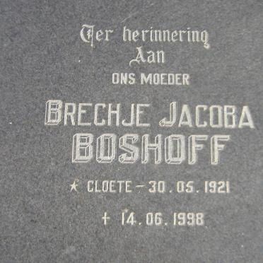 BOSHOFF Brechje Jacoba nee CLOETE 1921-1998