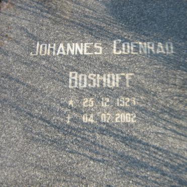 BOSHOFF Johannes Coenrad 1923-2002