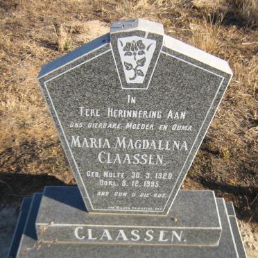 CLAASSEN Maria Magdalena nee NOLTE 1920-1995