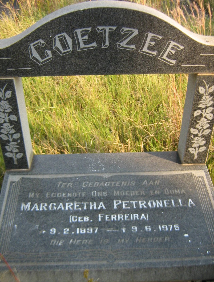 COETZEE Margaretha Petronella nee FERREIRA 1897-1975