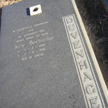 DUVENHAGE Arie Gerhardus 1939-1995