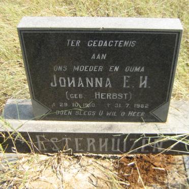 ESTERHUIZEN Johanna E.H. nee HERBST 1910-1982