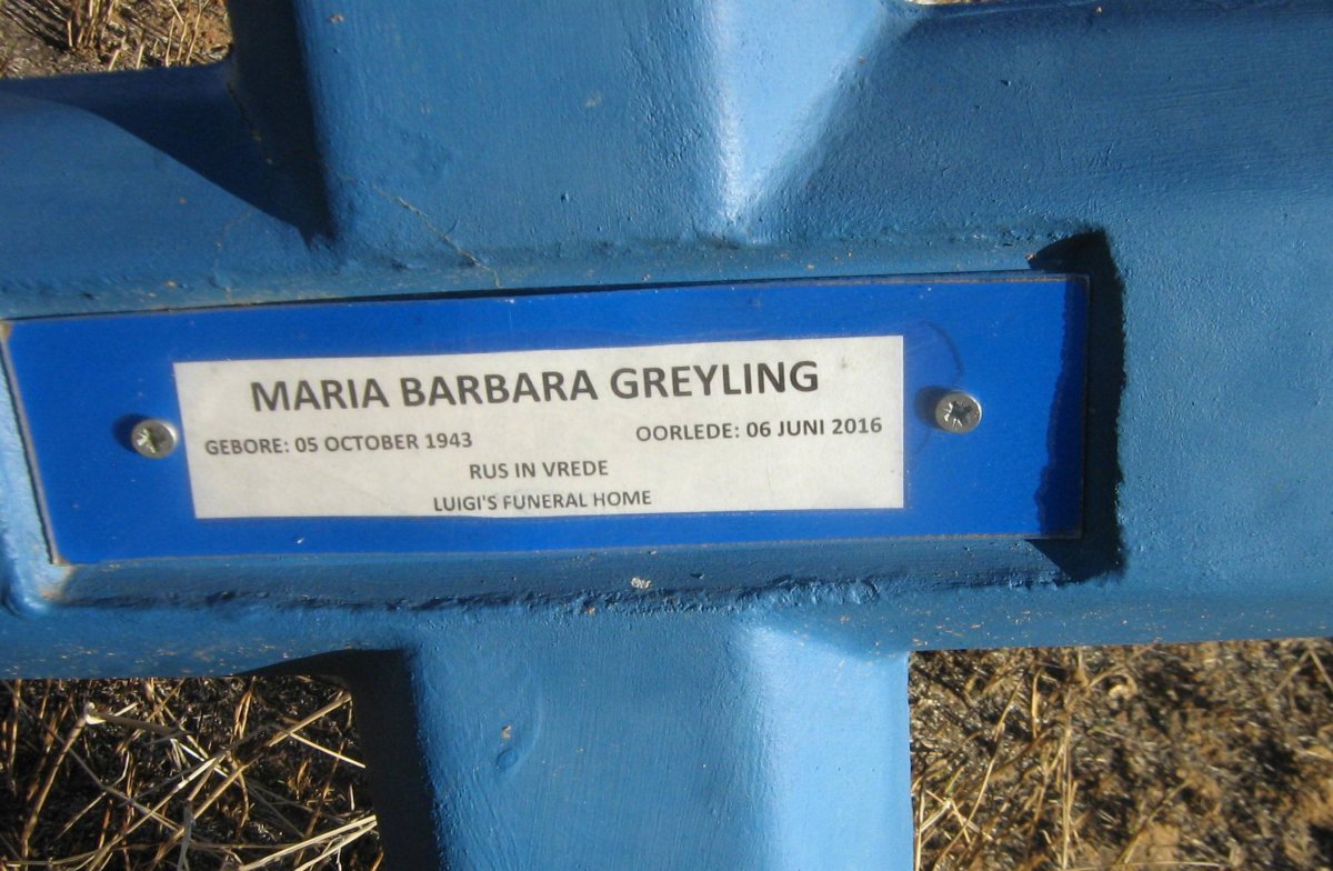 GREYLING Maria Barbara 1943-2016