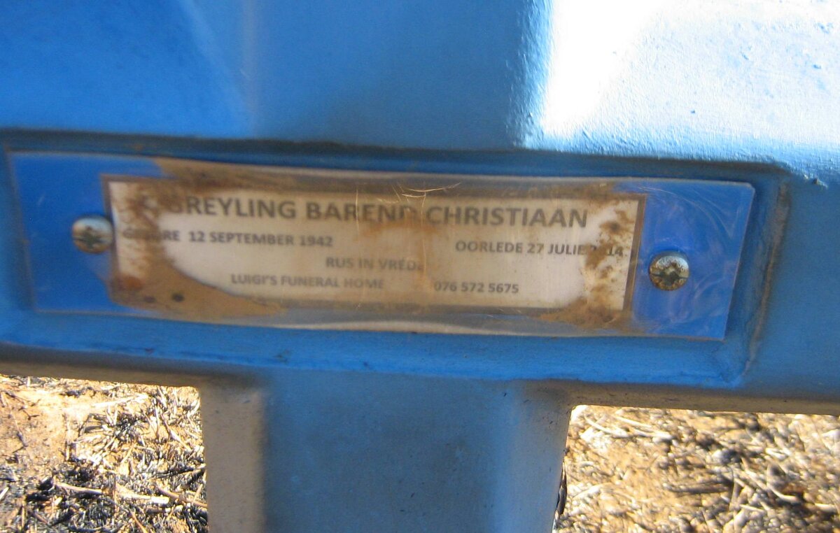 GREYLING Barend Christiaan 1942-2014
