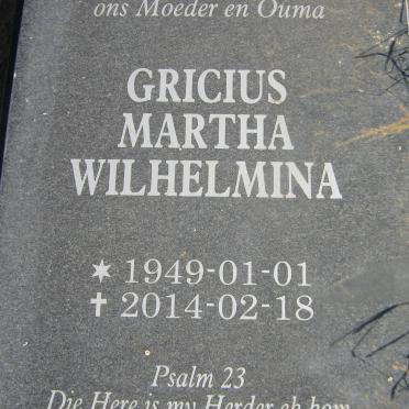 GRICIUS Martha Wilhelmina 1949-2014