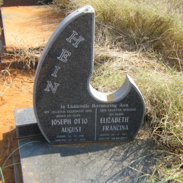 HEIN Joseph Otto August 1918-2001 &amp; Elizabeth Francina 1923-2011