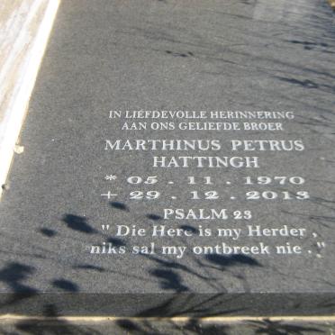 HATTINGH Johannes Mechiel 1944-1981 &amp; Christina Gesina 1950-1997 :: HATTINGH Marthinus Petrus 1970-2013