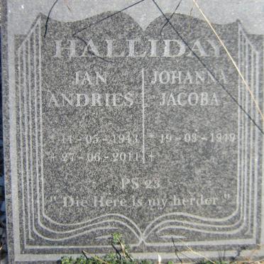 HALLIDAY Jan Andries 1943-2011 &amp; Johanna Jacoba 1949-